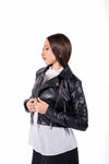 Giacca Biker Crop in Ecopelle Nera donna Miss love - 3