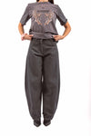 Jeans Barrel Fit Grigio Lavaggio Washed donna Tensione in - 3