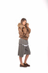 Bomber Effetto Pelle Cammello con Ecopelliccia donna Tensione in - 4