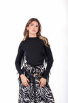 Maglia a Collo Alto con Frange Nera donna Miss love - 1