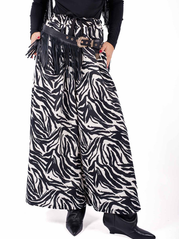 Pantaloni Wide-Leg Stampa Zebrata da donna Miss love