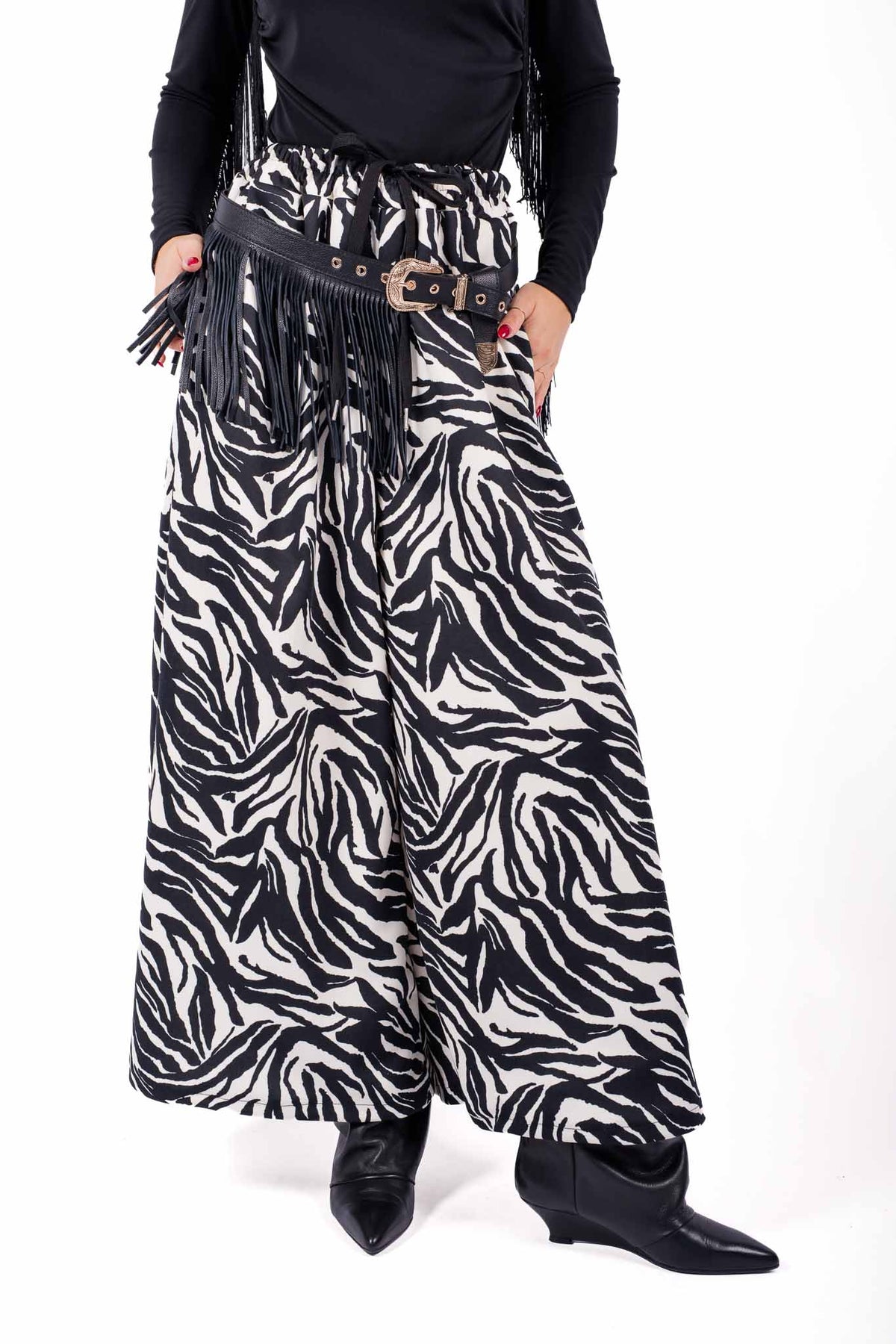 Cintura in Ecopelle Nera con Frange donna Miss love - 1