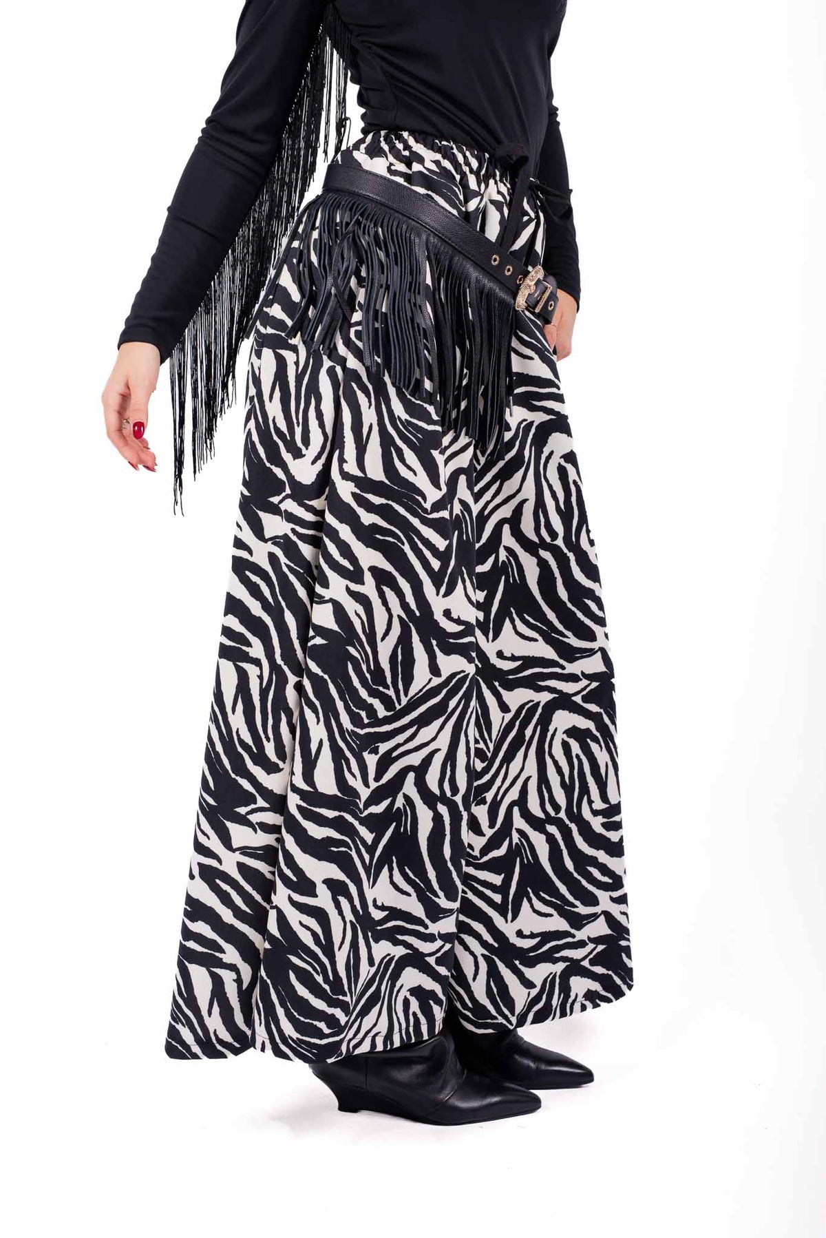 Cintura in Ecopelle Nera con Frange donna Miss love - 2