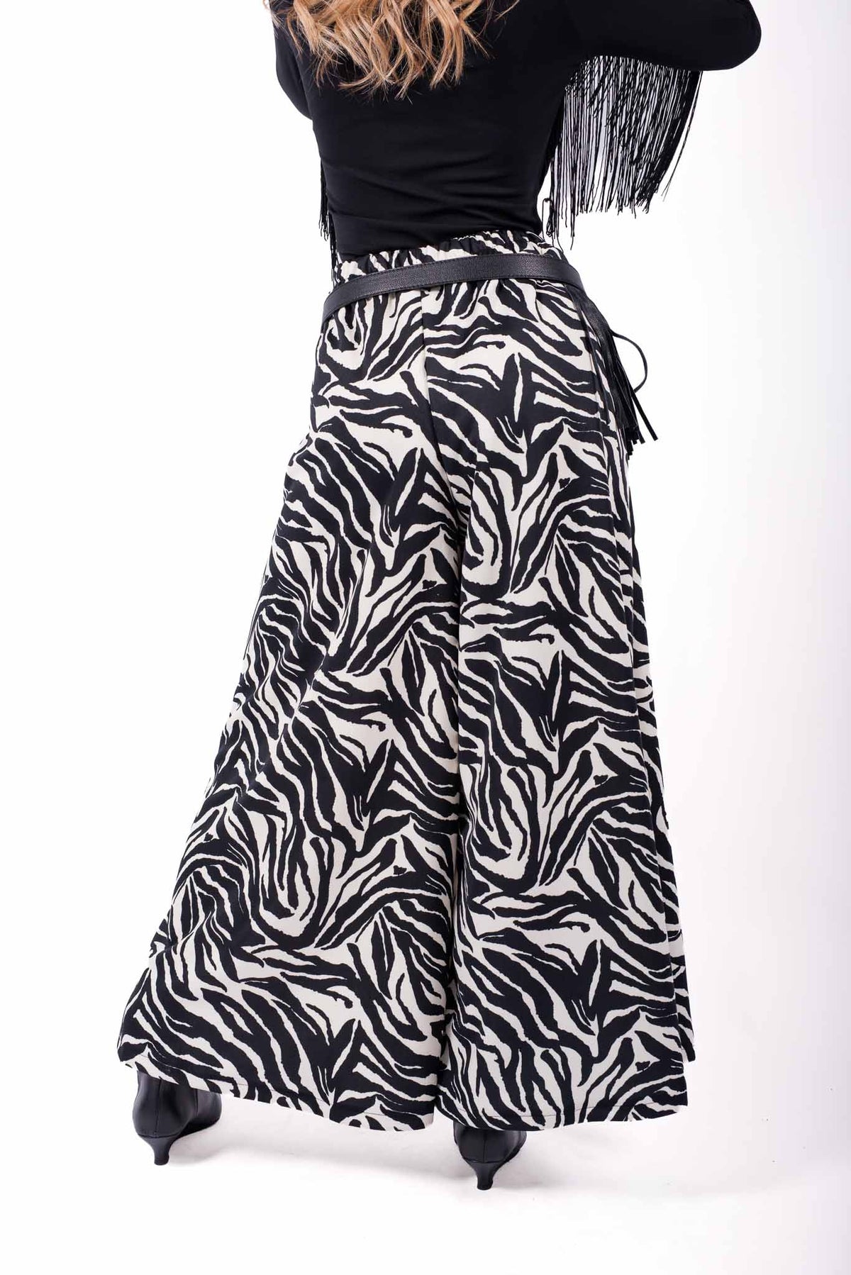 Pantaloni Wide-Leg Stampa Zebrata donna Miss love - 2