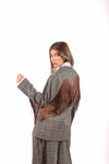 Blazer Monopetto a Quadri Tartan con Frange sul Retro donna Tensione in - 1