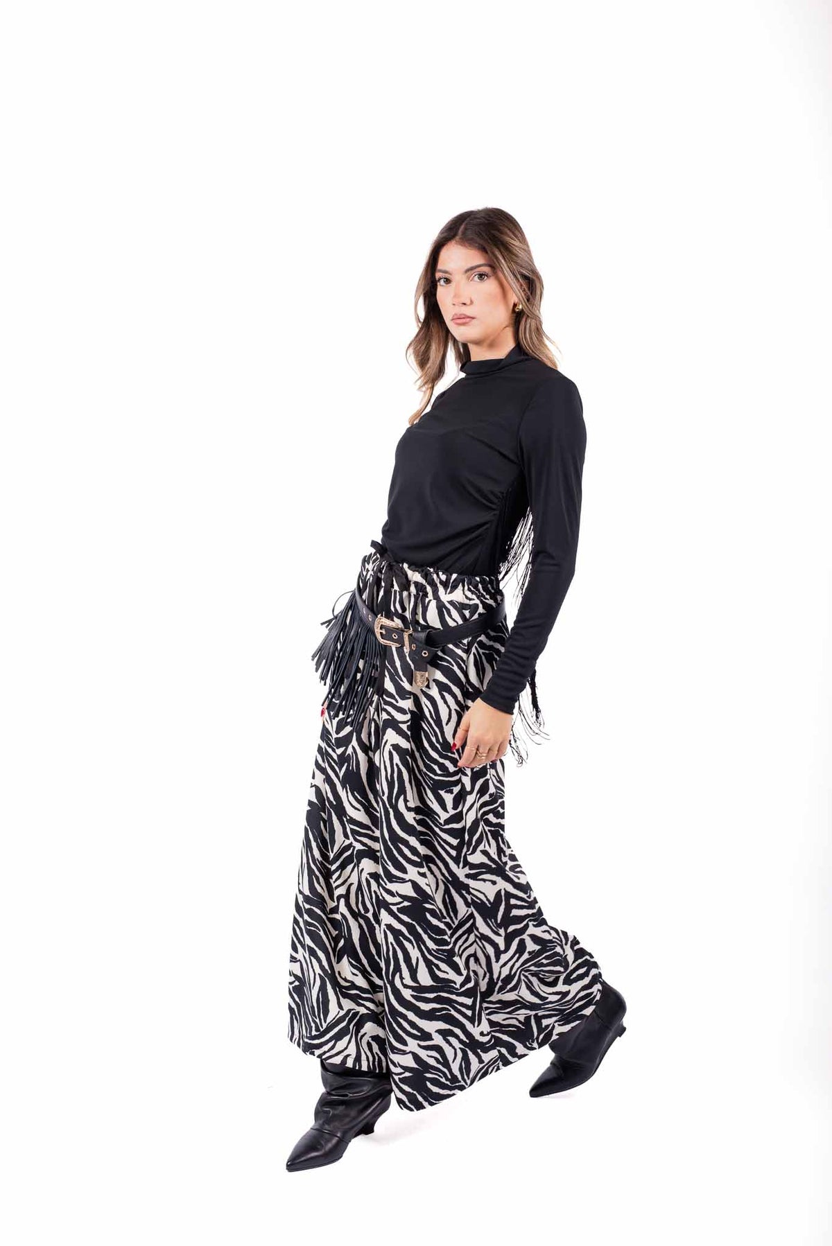 Pantaloni Wide-Leg Stampa Zebrata donna Miss love - 6