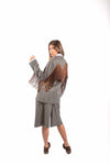 Blazer Monopetto a Quadri Tartan con Frange sul Retro donna Tensione in - 5