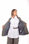 Blazer Monopetto a Quadri Tartan con Frange sul Retro donna Tensione in - 6