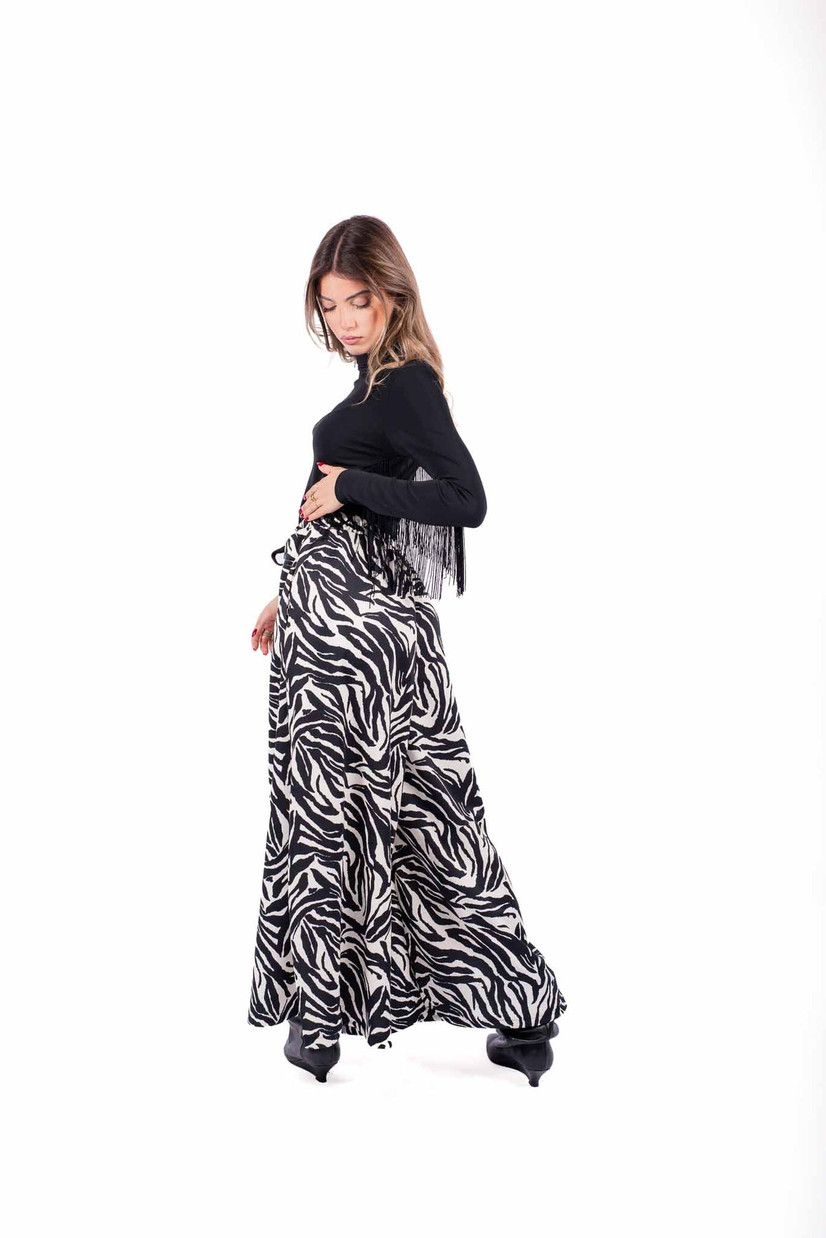 Pantaloni Wide-Leg Stampa Zebrata donna Miss love - 4
