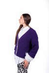 Cardigan Oversize Viola con Profili a Contrasto donna Miss love - 2