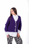 Cardigan Oversize Viola con Profili a Contrasto donna Miss love - 1