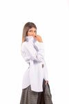 Camicia Bianca con Cintura in Ecopelle donna Tensione in - 5