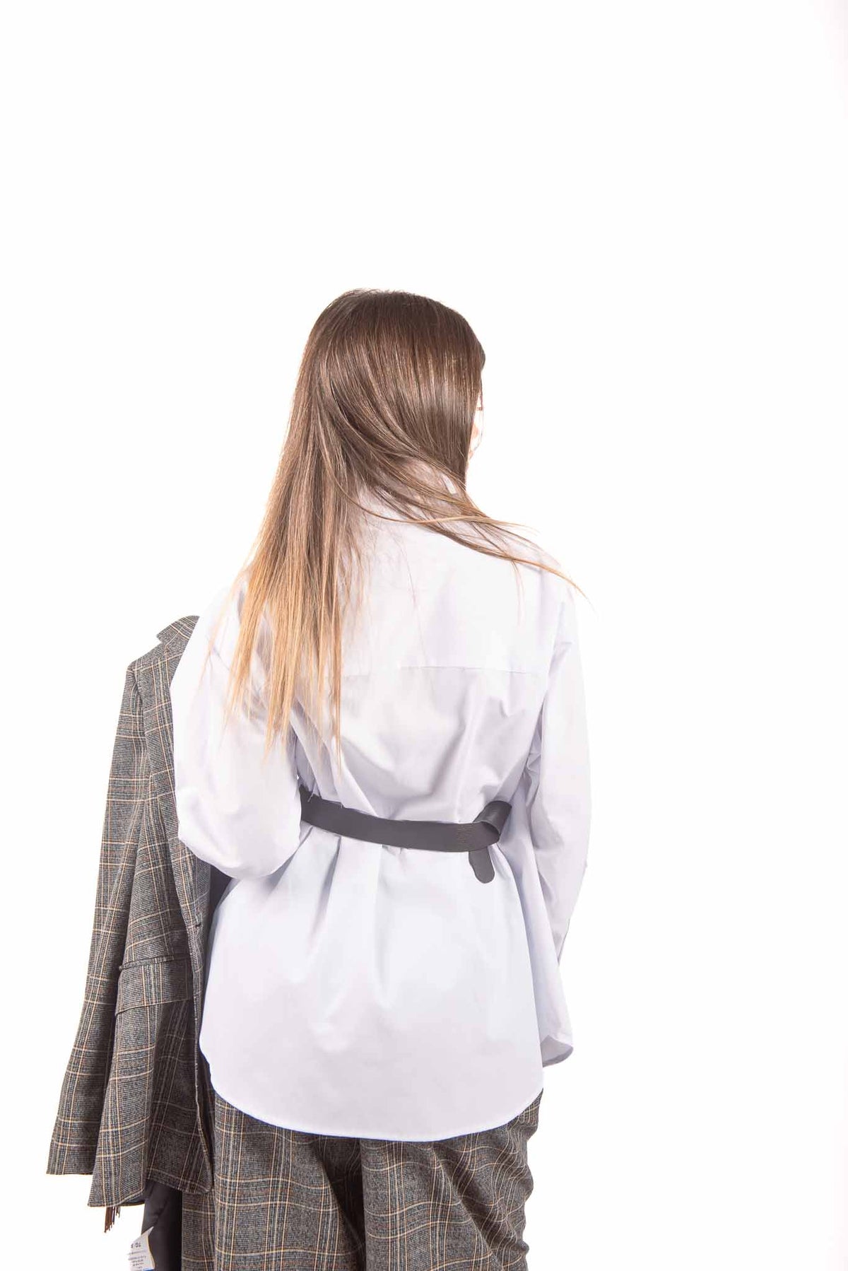 Camicia Bianca con Cintura in Ecopelle donna Tensione in - 2