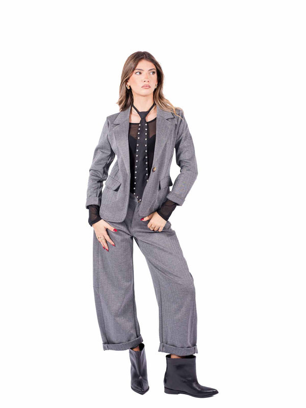 Blazer Monobottone Grigio Strutturato da donna Miss love