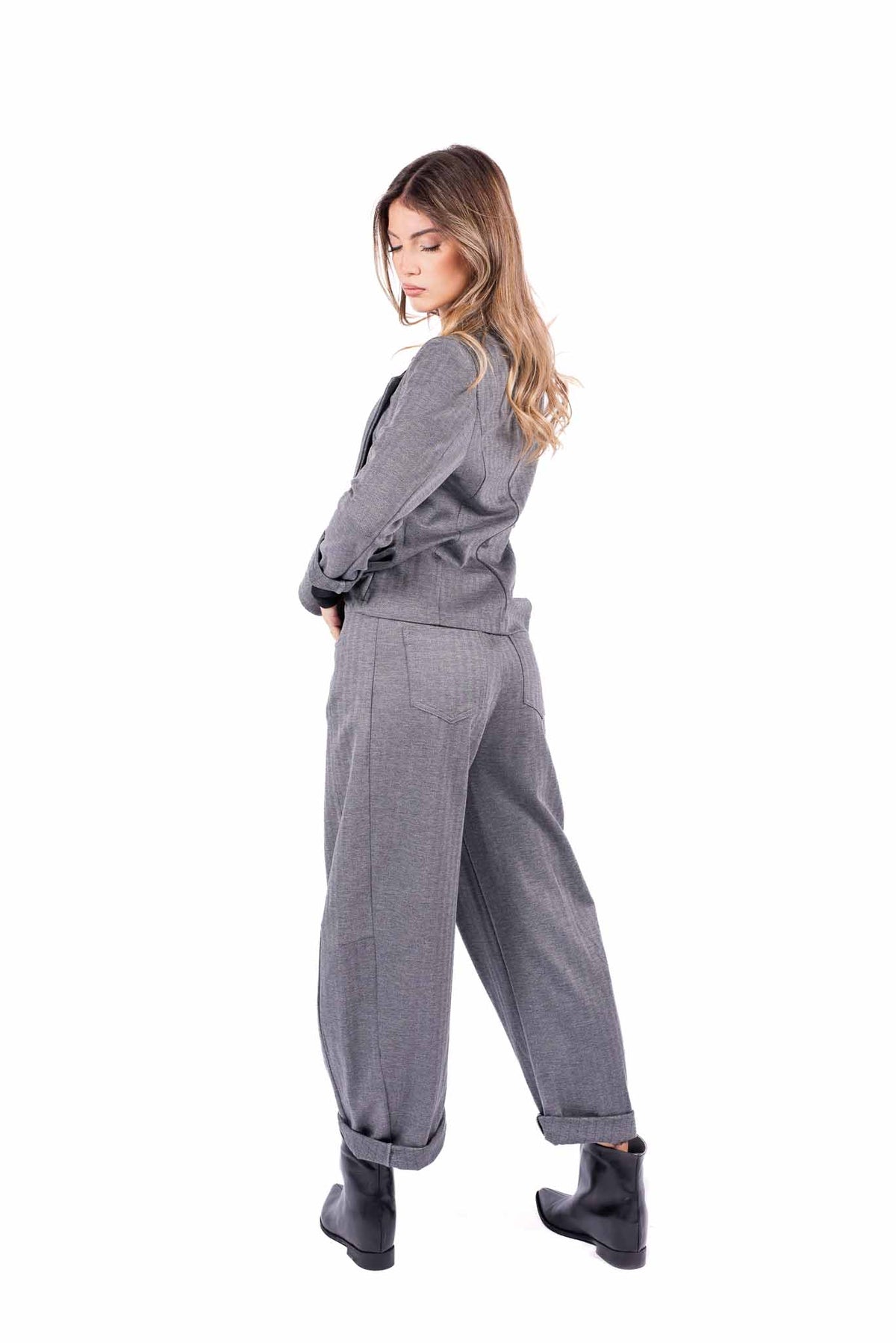 Blazer Monobottone Grigio Strutturato donna Miss love - 4