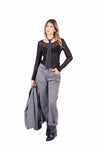 Maglia Manica Lunga in Mesh Nero donna Miss love - 1