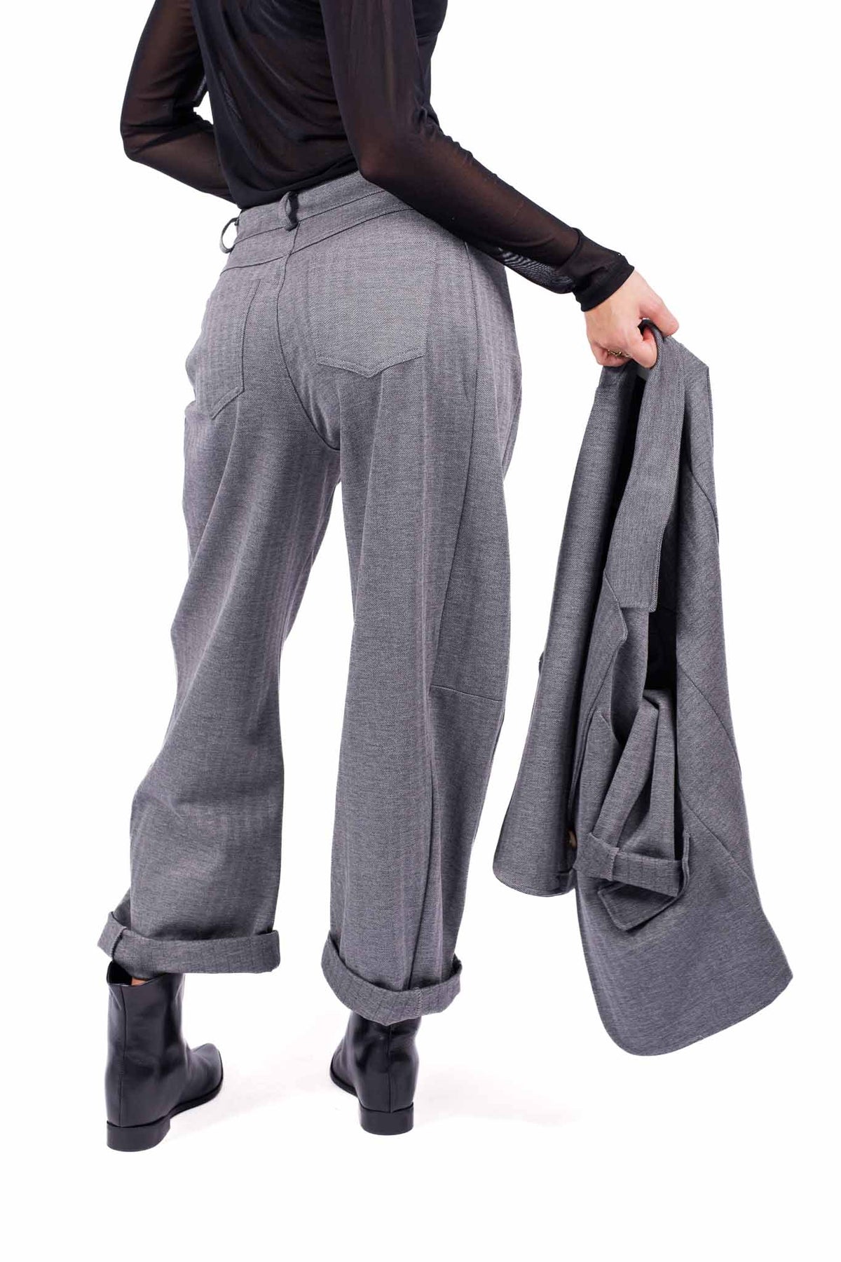 Pantaloni Barrel Fit Grigi donna Miss love - 3