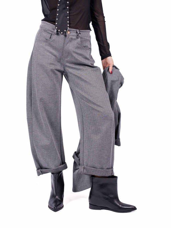 Pantaloni Barrel Fit Grigi da donna Miss love