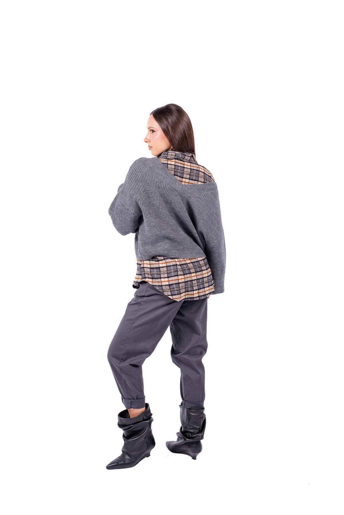 Cardigan Crop Grigio in Maglia donna Miss love - 4