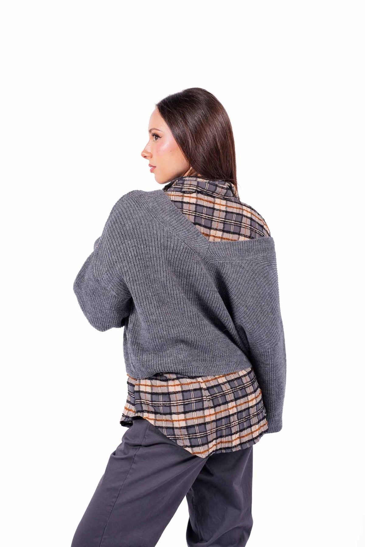 Cardigan Crop Grigio in Maglia donna Miss love - 2