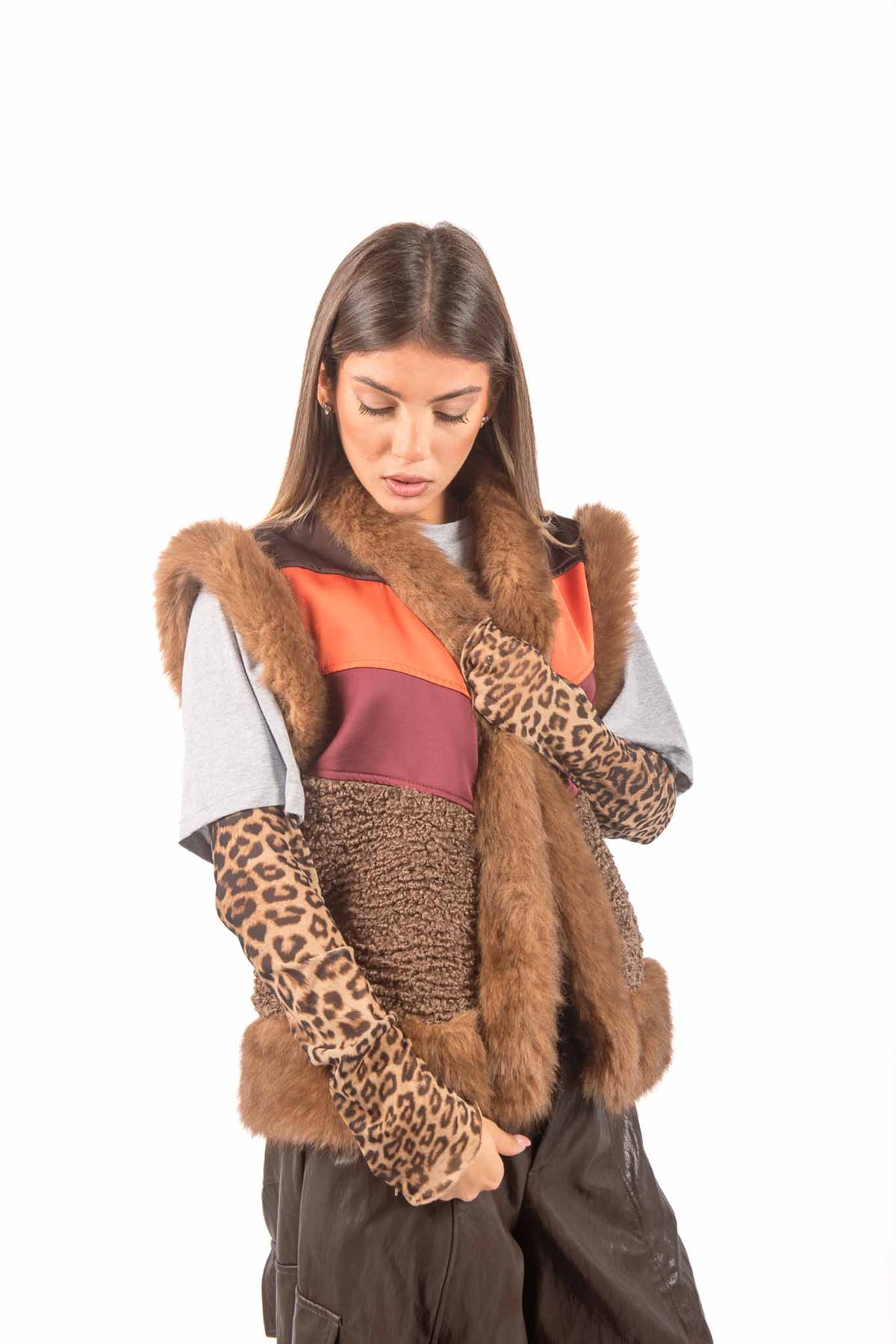 Gilet Patchwork Multicolor in Ecopelliccia donna Tensione in - 1