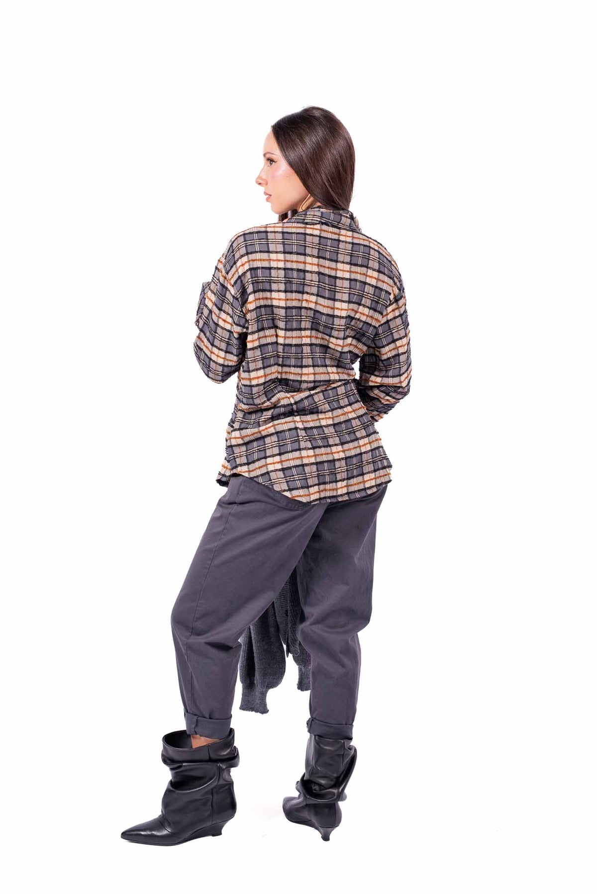 Camicia a Quadri Tartan Drapeggiata donna Miss love - 4