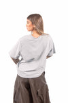 T-Shirt Grigia con Maniche Leopardate donna Tensione in - 4