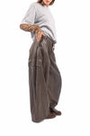 Pantaloni Palazzo Cargo Effetto Pelle Cioccolato donna Tensione in - 3