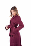 Blazer Bordeaux con Cintura Annodabile e Fodera Leopardata donna Miss love - 4