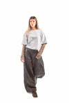 T-Shirt Grigia con Maniche Leopardate donna Tensione in - 2