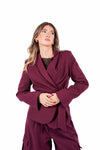Blazer Bordeaux con Cintura Annodabile e Fodera Leopardata donna Miss love - 3