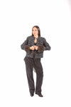 Giacca Military Style Denim Nero con Polsi in Ecopelliccia donna Tensione in - 2