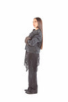 Giacca Military Style Denim Nero con Polsi in Ecopelliccia donna Tensione in - 4