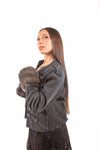Giacca Military Style Denim Nero con Polsi in Ecopelliccia donna Tensione in - 6