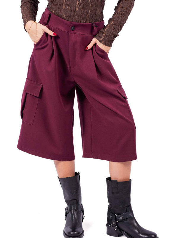 Bermuda Cargo Bordeaux con Pinces da donna Miss love
