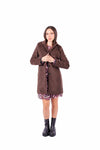 Cappotto Corto Marrone a Righe Diagonali donna Miss love - 3