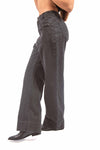 Pantaloni Barrel Fit Denim Grigio con Tasche ad Alamaro donna Tensione in - 3
