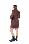 Cappotto Corto Marrone a Righe Diagonali donna Miss love - 2