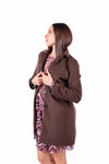 Cappotto Corto Marrone a Righe Diagonali donna Miss love - 4