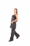 Pantaloni Barrel Fit Denim Grigio con Tasche ad Alamaro donna Tensione in - 4