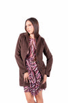 Cappotto Corto Marrone a Righe Diagonali donna Miss love - 1