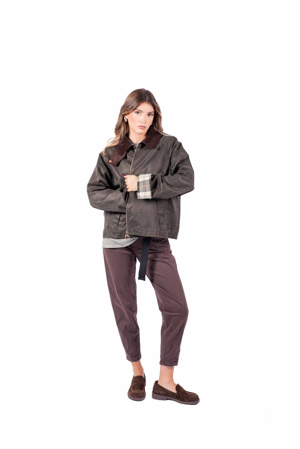 Pantaloni Chino Cioccolato con Cintura donna Miss love - 5
