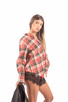 Camicia Oversize a Quadri con Bralette Integrata donna Tensione in - 6