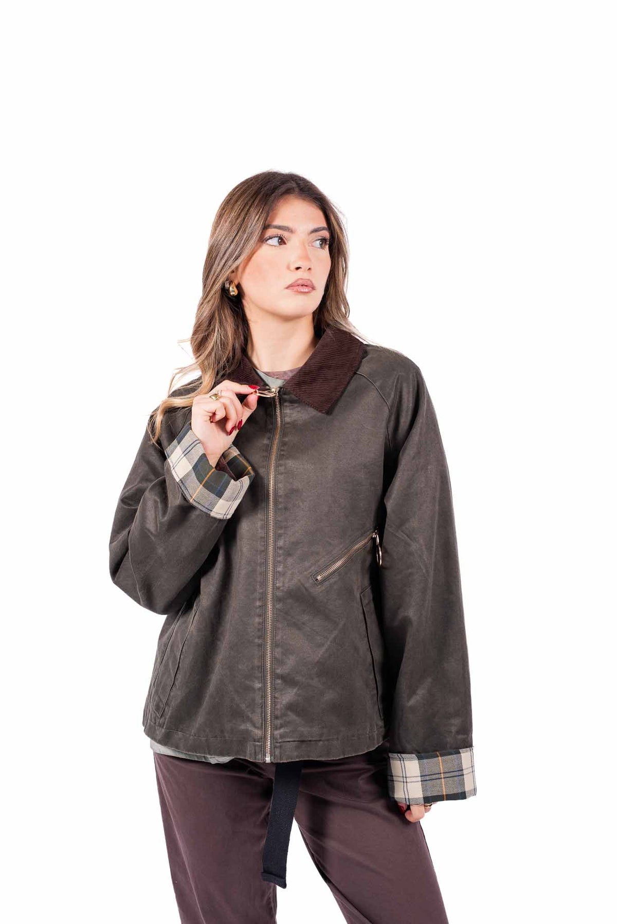 Giubbino Fango con Collo in Velluto donna Miss love - 1