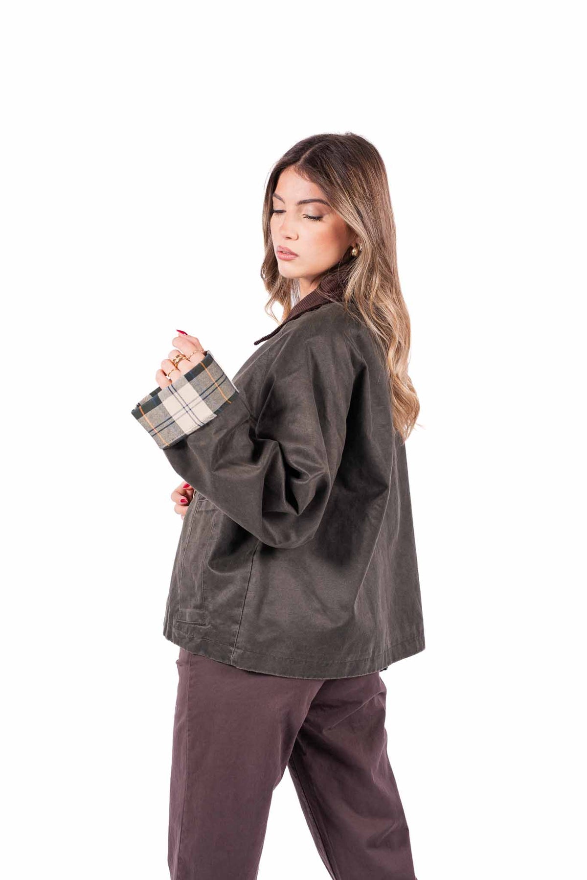 Giubbino Fango con Collo in Velluto donna Miss love - 5
