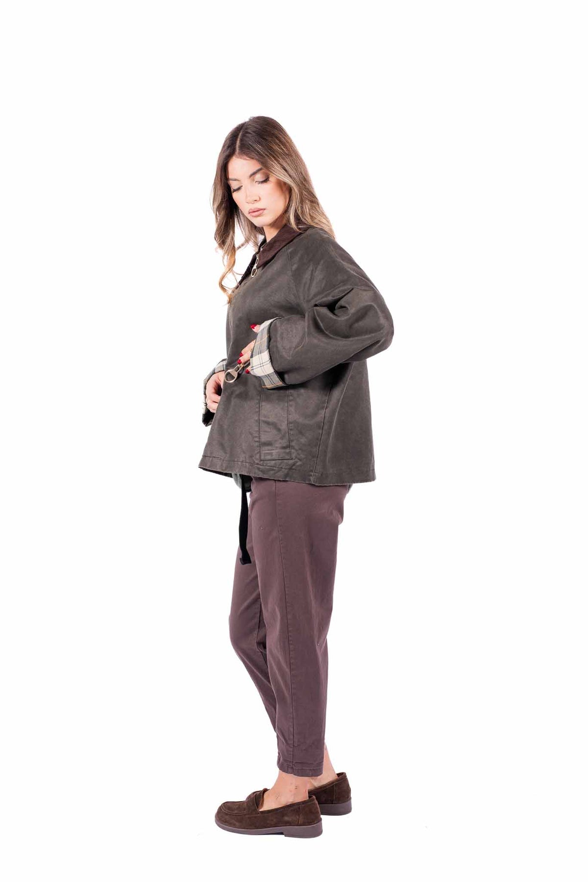 Pantaloni Chino Cioccolato con Cintura donna Miss love - 3