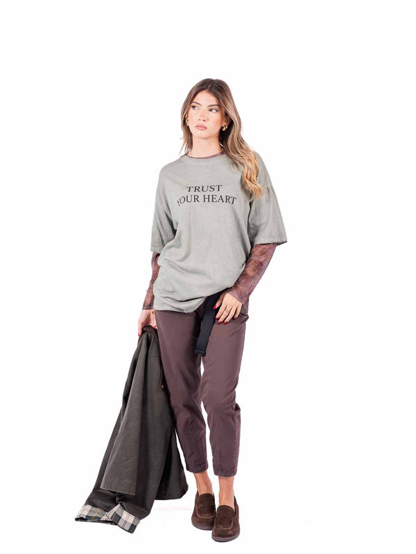 Maglia Doppio Strato Salvia con Stampa da donna Miss love