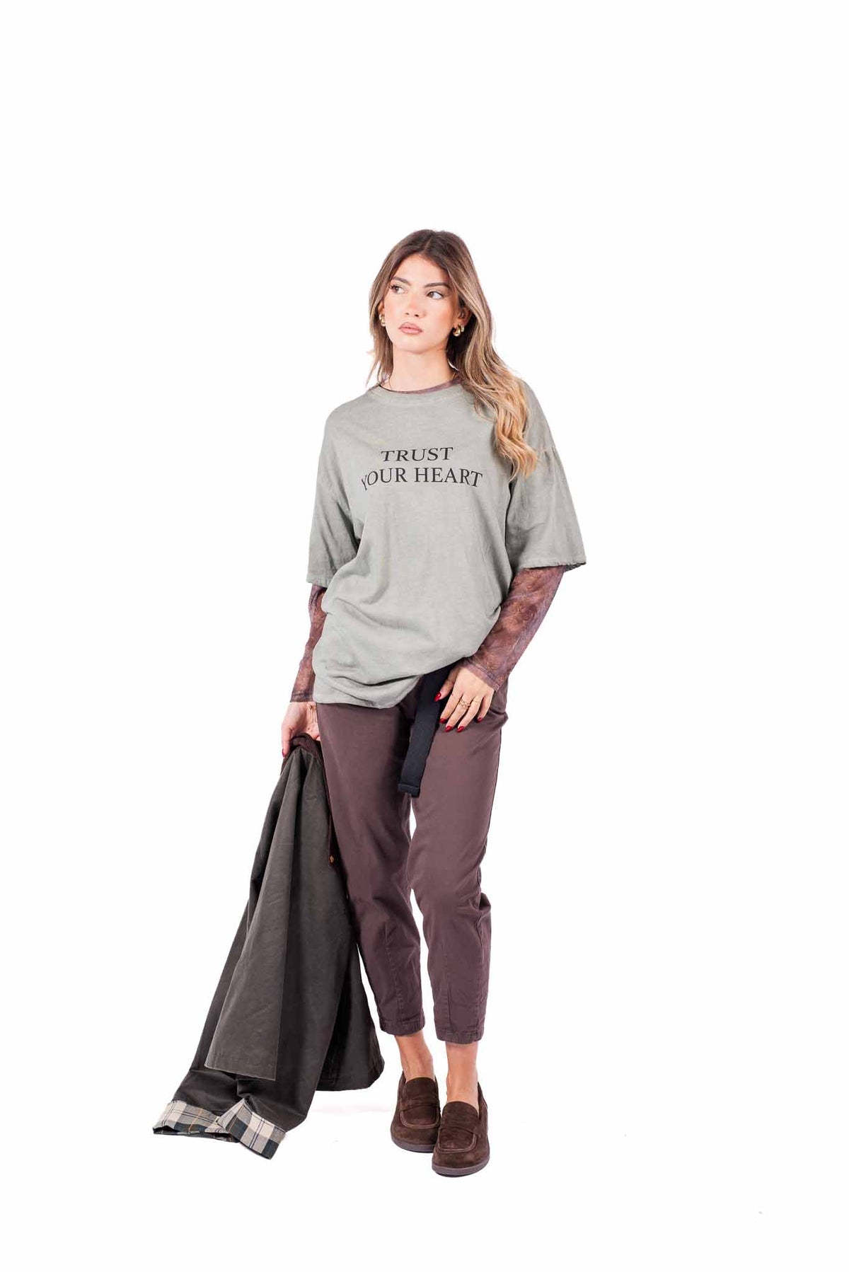 Maglia Doppio Strato Salvia con Stampa donna Miss love - 1