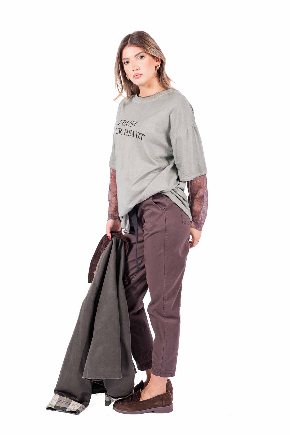 Maglia Doppio Strato Salvia con Stampa donna Miss love - 3