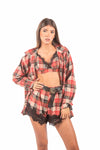 Camicia Oversize a Quadri con Bralette Integrata donna Tensione in - 1
